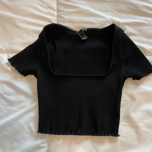 Black square neck crop top - Picture 1 of 1